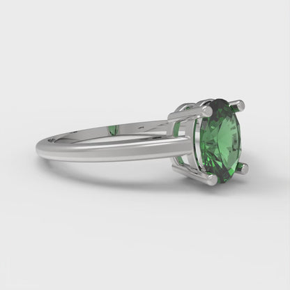 1 cttw Simulated Emerald Solitaire  Engagement Ring - Solid Gold (Oval Cut,7x5mm)
