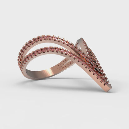 0.525 cttw Simulated Ruby Statement Engagement Ring - Solid Rose Gold (VVS1, Round Cut,1.0mm)