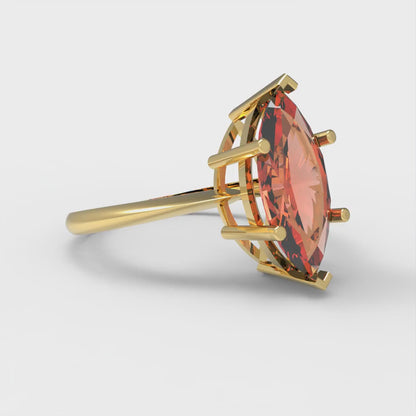 2.5 cttw Zirconia Simulated Red Diamond Solitaire  Engagement Ring - Solid Gold (VVS1, Marquise Cut ,13x6.5mm)