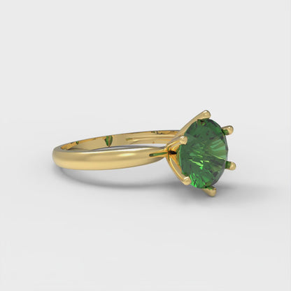 1.5 cttw Simulated Emerald Solitaire  Engagement Ring - Solid Gold (Round Cut,7.5mm)