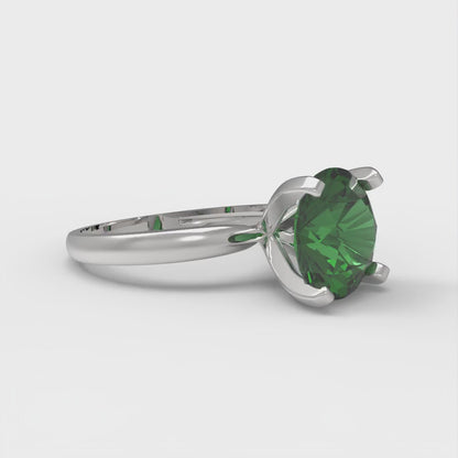3 cttw Simulated Emerald Solitaire  Engagement Ring - Solid Gold (Round Cut,9mm)