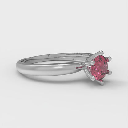 0.5 cttw Simulated Pink Tourmaline Solitaire  Engagement Ring - Solid Gold (Round Cut,5.0mm)