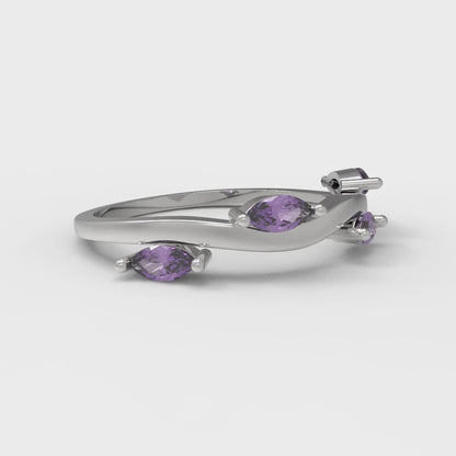 0.4 cttw Simulated Alexandrite Marquise Cut White Gold Eternity Wedding Band