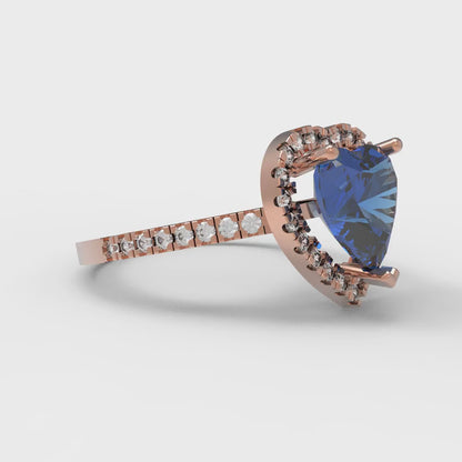 2.285 cttw Simulated Tanzanite Hidden Halo Engagement Ring - Solid Rose Gold (VVS1, Heart Cut,8mm)