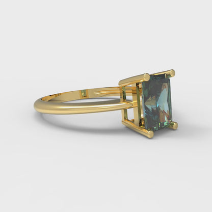 1 cttw Blue Moissanite Solitaire  Engagement Ring - Solid Gold (Radiant Cut,7x5mm)