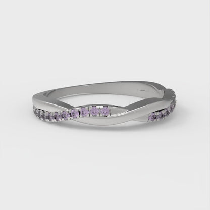 0.16 cttw Simulated Alexandrite Round Cut White Gold Eternity Wedding Band