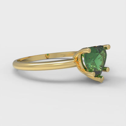 1.25 cttw Simulated Emerald Solitaire  Engagement Ring - Solid Gold (Heart Cut,7.0mm)