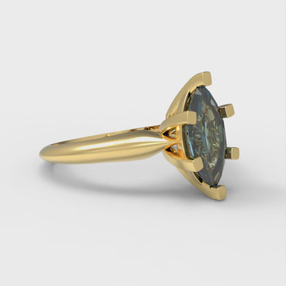 1 cttw Natural London Blue Topaz Solitaire  Engagement Ring - Solid Gold (Marquise Cut,10x5mm)