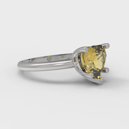 2 cttw Natural Citrine Solitaire  Engagement Ring - Solid Gold (Heart Cut,8mm)