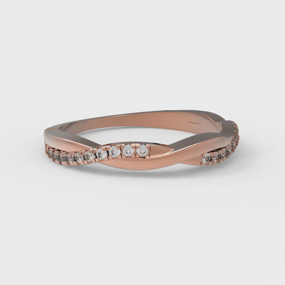 0.16 cttw Moissanite Round Cut Rose Gold Eternity Wedding Band