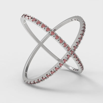 0.245 cttw Simulated Pink Tourmaline Statement Engagement Ring - Solid Gold (Round Cut,1.0mm)