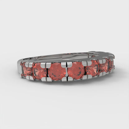 1 cttw Simulated Red Diamond Round Cut White Gold Eternity Wedding Band