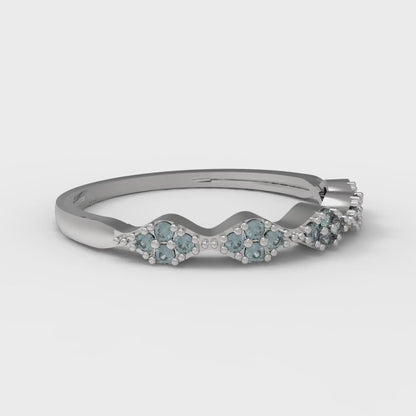 0.1 cttw Natural London Blue Topaz Round Cut White Gold Eternity Wedding Band