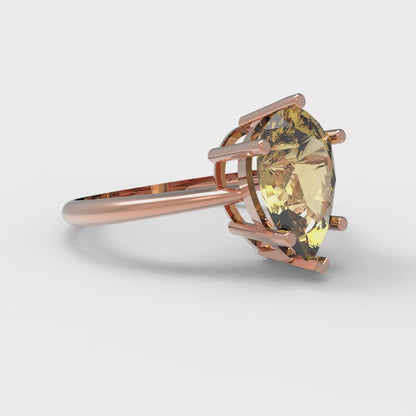 2 cttw Zirconia Simulated Yellow Diamond Solitaire  Engagement Ring - Solid Gold (VVS1, Pear Cut,10x7mm)