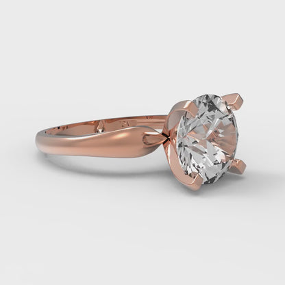 2.5 cttw White Sapphire Solitaire  Engagement Ring - Solid Rose Gold (VVS1, Round Cut,8.5mm)