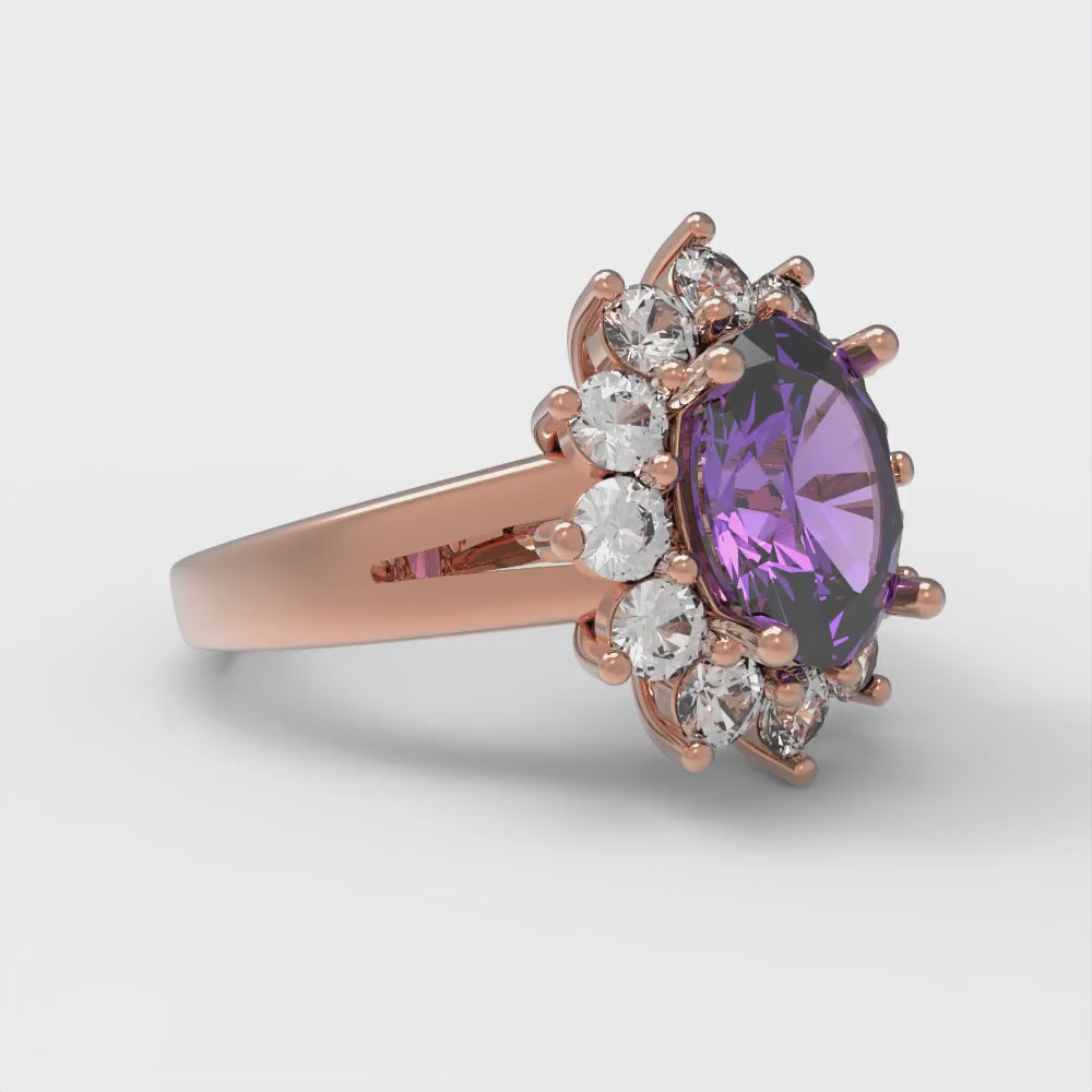 2.72 cttw Simulated Alexandrite Hidden Halo Engagement Ring - Solid Gold (Oval Cut,9x7mm)