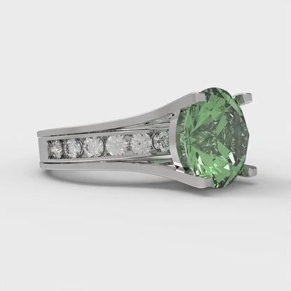 3.39 cttw Round Cut Simulated Green Diamond Bridal Set - Solid White Gold Engagement Ring & Wedding Band