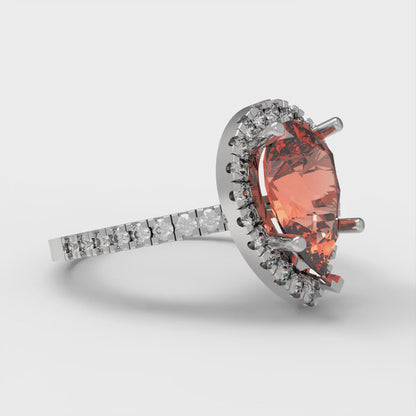 2.38 cttw Zirconia Simulated Red Diamond Hidden Halo Engagement Ring - Solid Gold (VVS1, Pear Cut,10x7mm )