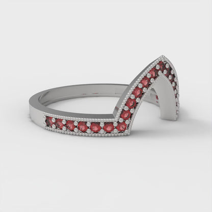 0.1875 cttw Natural Garnet Round Cut White Gold Eternity Wedding Band