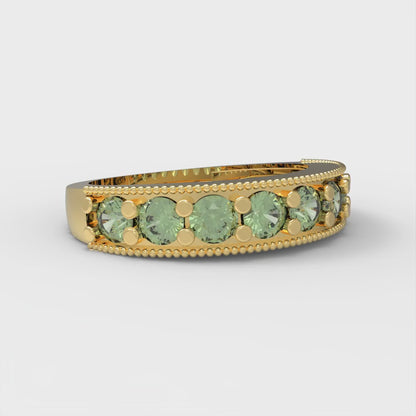 0.81 cttw Simulated Green Diamond Round Cut Yellow Gold Eternity Wedding Band