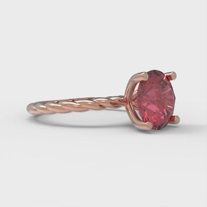 2 cttw Simulated Ruby Solitaire  Engagement Ring - Solid Rose Gold (VVS1, Round Cut,8.0mm)