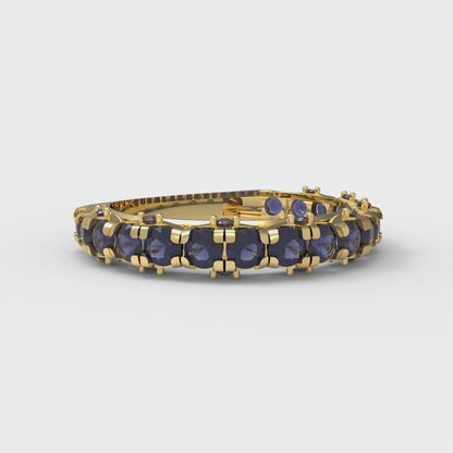 3.13 cttw Simulated Blue Sapphire Round Cut Yellow Gold Eternity Wedding Band