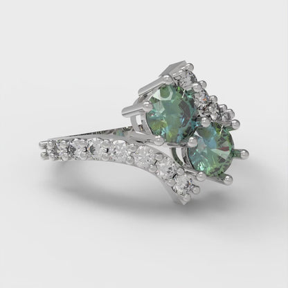 1.48 cttw Blue Moissanite Solitaire with Zirconia Simulated Diamond Accents Engagement Ring - Solid Gold (Round Cut,5mm)