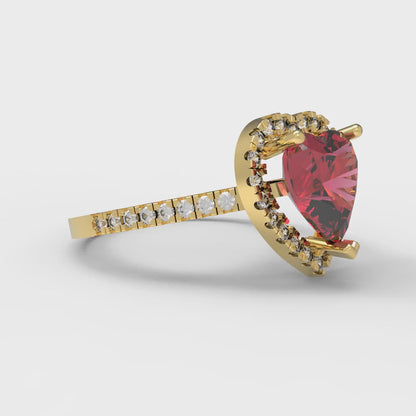 2.285 cttw Simulated Ruby Hidden Halo Engagement Ring - Solid Gold (Heart Cut,8mm)