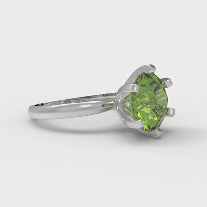 3 cttw Natural Peridot Solitaire  Engagement Ring - Solid Gold (Round Cut,9mm)