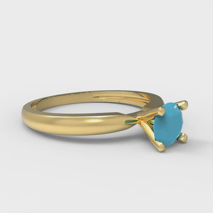 0.5 cttw Simulated Turquoise Solitaire  Engagement Ring - Solid Gold (Round Cut,5.0mm)