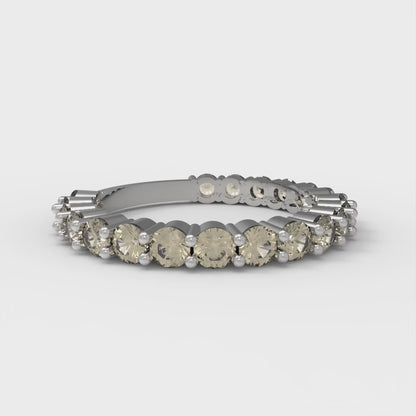 1.2 cttw Natural Morganite Round Cut White Gold Eternity Wedding Band