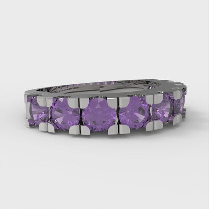 1.53 cttw Simulated Alexandrite Round Cut White Gold Eternity Wedding Band