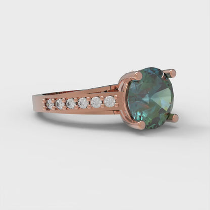 2.21 cttw Blue Moissanite Solitaire with Zirconia Simulated Diamond Accents Engagement Ring - Solid Gold (Round Cut,8.0mm)