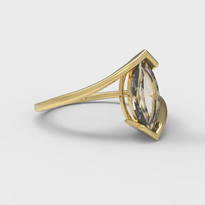 2 cttw Natural Morganite Solitaire  Engagement Ring - Solid Yellow Gold (VVS1, Marquise Cut,12x6mm )