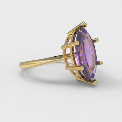 2.5 cttw Simulated Alexandrite Solitaire  Engagement Ring - Solid Gold (Marquise Cut ,13x6.5mm)