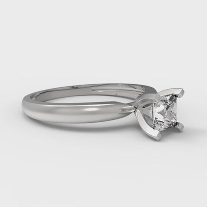 0.5 cttw Certified Moissanite Solitaire  Engagement Ring - Solid Gold (VVS1, D-F,Princess Cut,4.0mm)