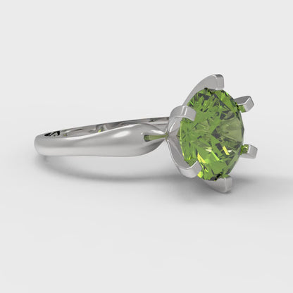 2.5 cttw Natural Peridot Solitaire  Engagement Ring - Solid Gold (Round Cut,8.5mm)