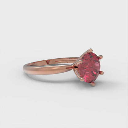 1.5 cttw Simulated Pink Tourmaline Solitaire  Engagement Ring - Solid Gold (Round Cut,7.5mm)