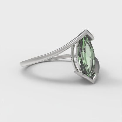 1 cttw Zirconia Simulated Green Diamond Solitaire  Engagement Ring - Solid Gold (VVS1, Marquise Cut,10x8mm )