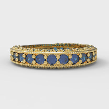 1.44 cttw Simulated Tanzanite Round Cut Yellow Gold Eternity Wedding Band