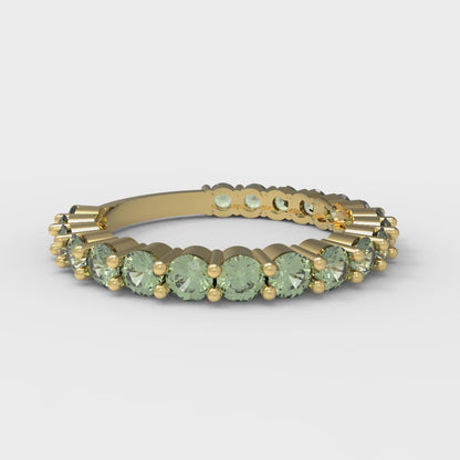 1.2 cttw Simulated Green Diamond Round Cut Yellow Gold Eternity Wedding Band