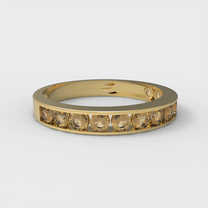 0.39 cttw Simulated Champagne Diamond Round Cut Yellow Gold Eternity Wedding Band