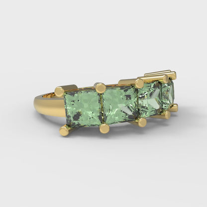 2.5 cttw Simulated Green Diamond Princess Cut Yellow Gold Eternity Wedding Band