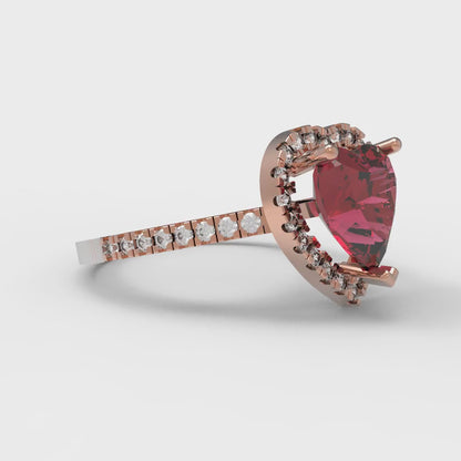 2.285 cttw Natural Garnet Hidden Halo Engagement Ring - Solid White/Rose Gold (VVS1, Heart Cut,8mm)