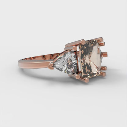 2.82 cttw Yellow Moissanite Three-Stone Engagement Ring - Solid Gold (Emerald Cut,8x6mm)