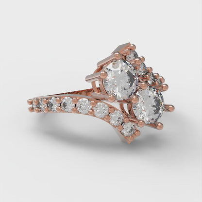 1.48 cttw Certified Moissanite Solitaire with Zirconia Simulated Diamond Accents Engagement Ring - Solid Gold (VVS1, D-F,Round Cut,5mm)