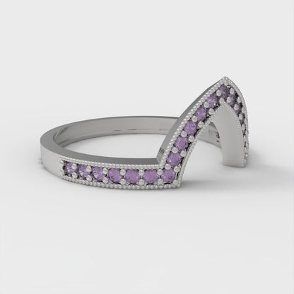 0.1875 cttw Natural Amethyst Round Cut White Gold Eternity Wedding Band