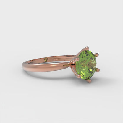 1.5 cttw Natural Peridot Solitaire  Engagement Ring - Solid Gold (Round Cut,7.5mm)