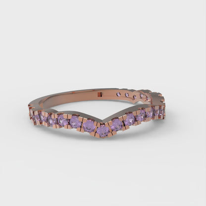 0.36 cttw Simulated Alexandrite Round Cut Rose Gold Eternity Wedding Band