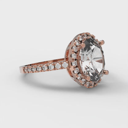 2.27 cttw White Sapphire Solitaire with Zirconia Simulated Diamond Accents Engagement Ring - Solid Gold (Oval Cut,9X7mm)